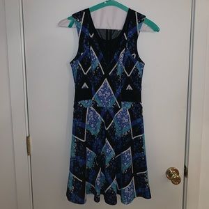 black and blue patterned dress with mesh!